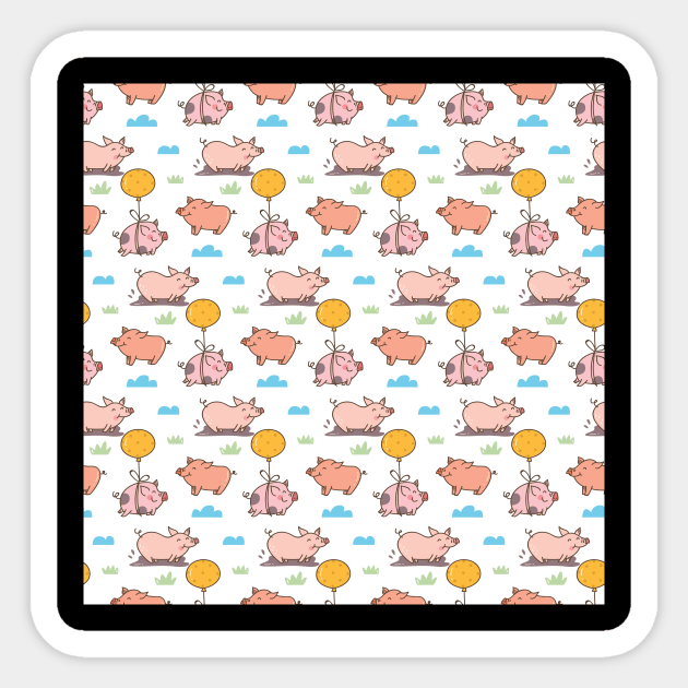 Lovely Pig Pattern Sticker by aquariart